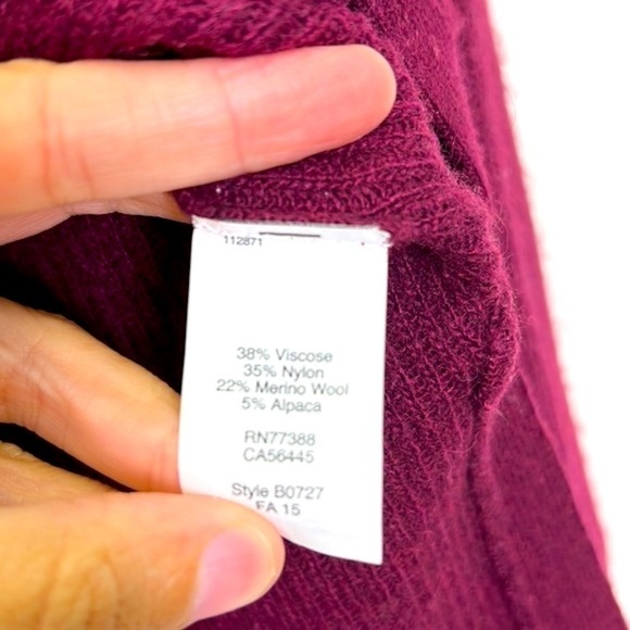Madewell - Burgundy Ribbed High And Low Slit Turtleneck Sweater Size XS - Picture 8 of 10